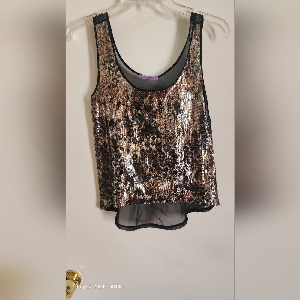 Rheea & Co- animal print sequence, see through back size s top